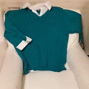 Sweater with mock collar and cuffs